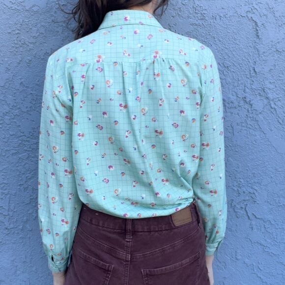 Vintage Ruffle Blouse Tuxedo Detail Womens small - Picture 8 of 10